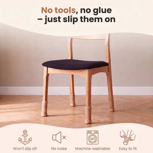 Chair Socks slip on without tools or glue